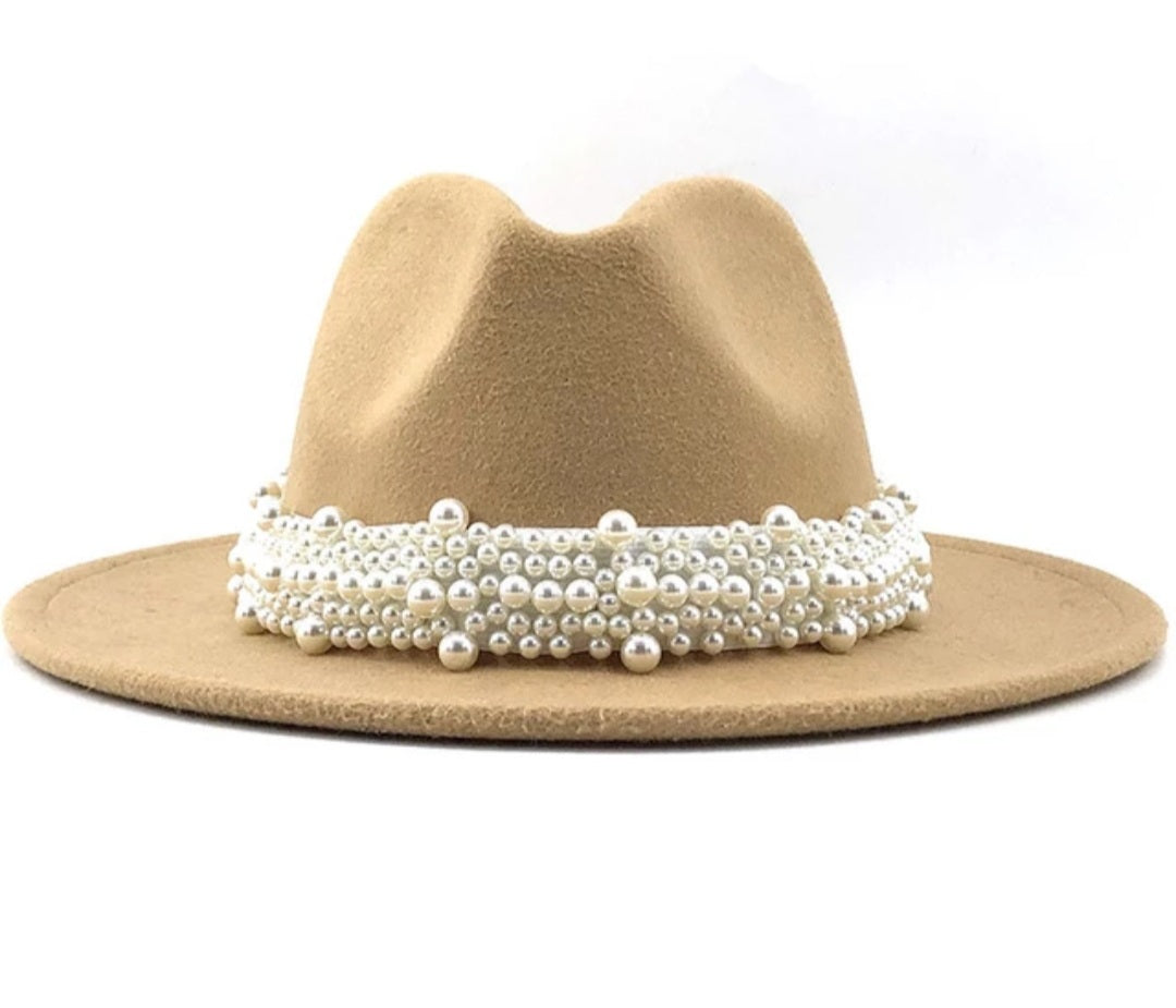 Tan Jazz Pearl Fedora