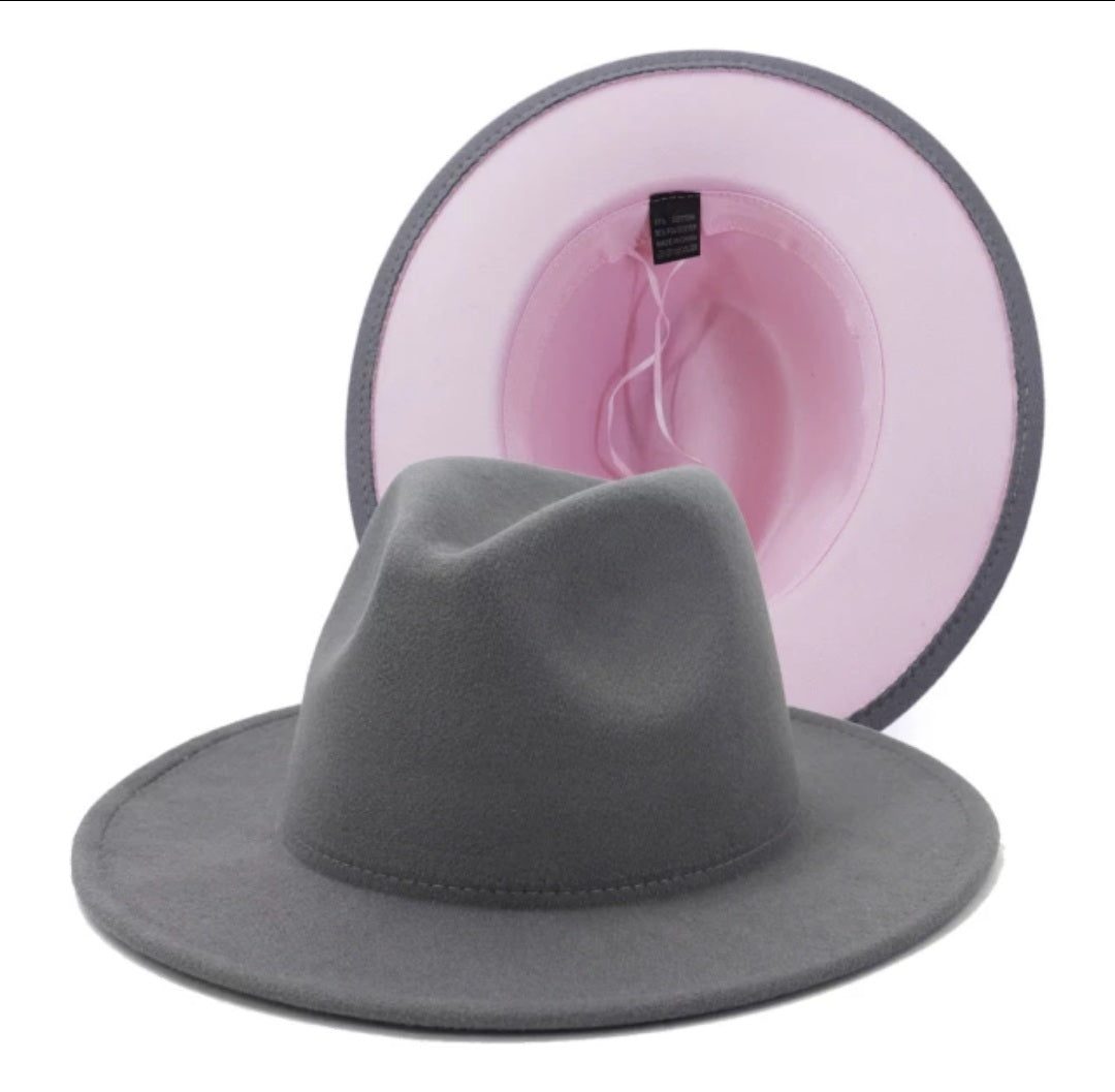 Grey/pink Fedora